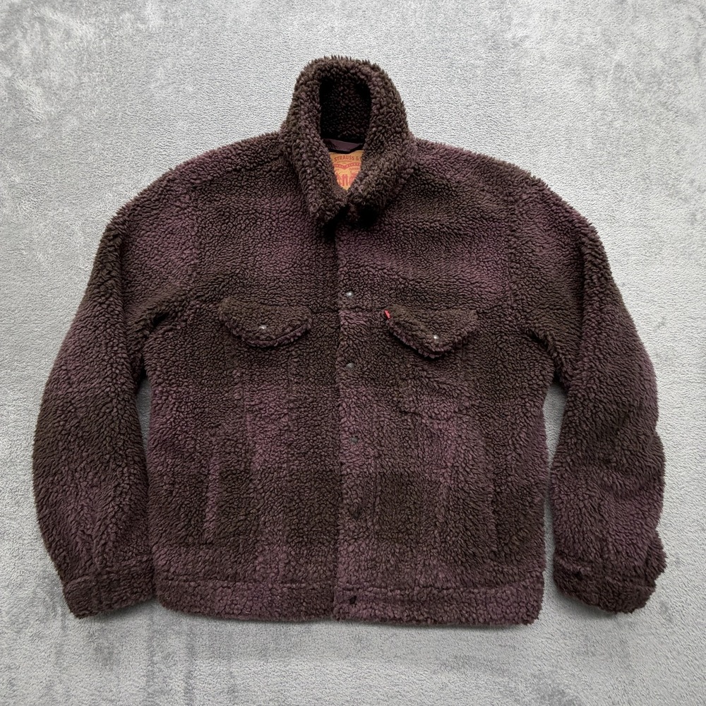 Levi Strauss & Co. Jacket Mens S Brown Fleece Lined Snap Pockets Vintage Fit